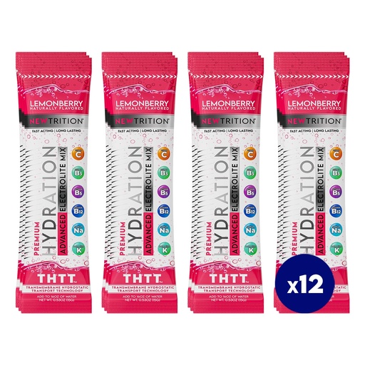 [BRSREFAPCMPBEFDB] Hydration Powder, Electrolyte Powder Packets, Naturally Flavored Hydrating Packets for Water, Fast Acting Hydrate Electrolytes with Vitamins B&C, Energy & Recovery, LemonBerry, Pack of 12