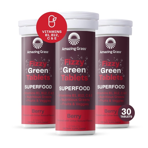 [BRSWGAYFC57QK23P] Amazing Grass Fizzy Green Tablets Superfood: Green Superfood Water Flavoring Tablet with Antioxidants & Alkalizing Greens, Berry, 10 Count (Pack of 3)