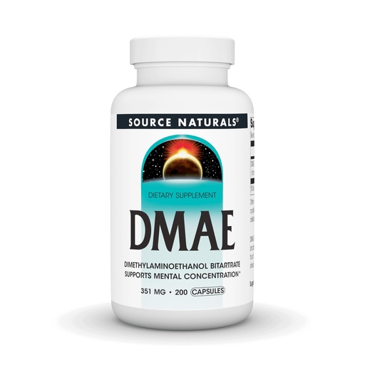 [BRSWIYTYAIHR233M] Source Naturals DMAE, Dimethylaminoethanol Bitartrate - Supports Mental Concentration - 200 Capsules