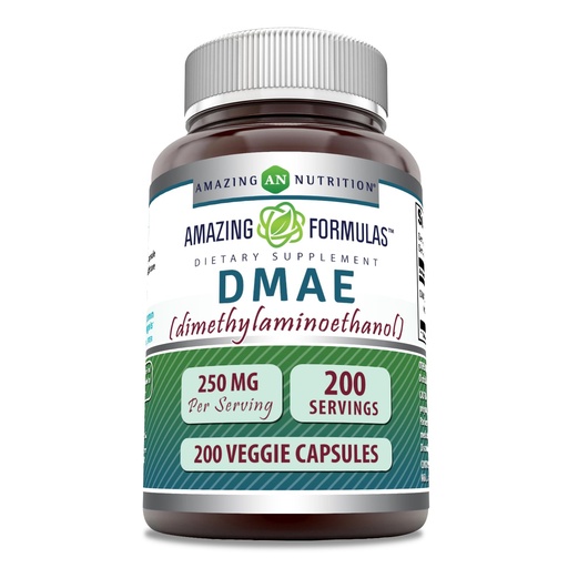 [BRSRMAL6O4AW2DTD] Amazing Formulas DMAE Supplement | 250 Mg | Veggie Capsules | Non-GMO | Gluten-Free | Made in USA (1 Pack, 200 Count)