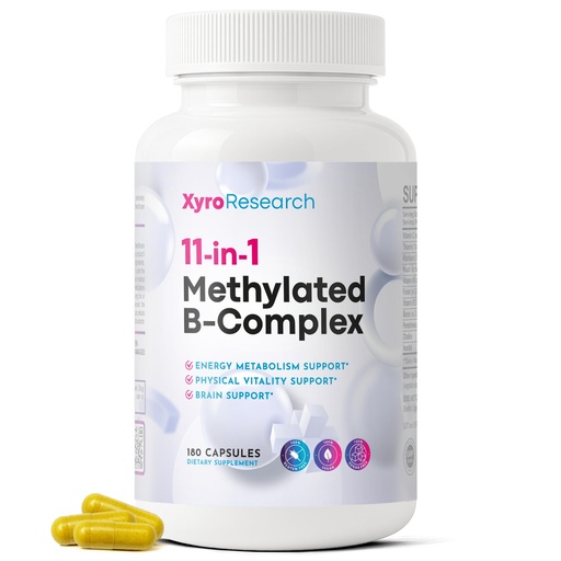 [BRSRGBTQCUJWGHLA] Methylated B-Complex Vitamins - Complete Bioactive Methyl B-Vitamins B12 B6 B9 5-MTHF for Energy Heart Brain & Methylation - Women Men Bio Active Nutrients MTHFR Multivitamins Support