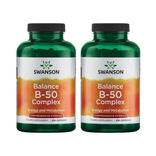 [BRSWKZYHCR4RSA32] Swanson Balance B-50 High-Potency B Vitamin Complex for Busy Adults Seeking Immune, Heart, and Nervous System Support (250 Capsules)