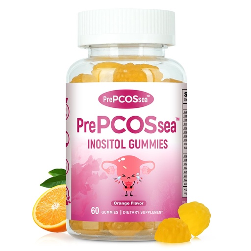 [BRSREZT2CF5BQ3DG] PrePCOSsea Myo-Inositol Vitamin Gummies for Women with Folate & D-Biotin, and Essential Vitamins, 60 Orange Flavor Inositol Gummies, Easy to Chew