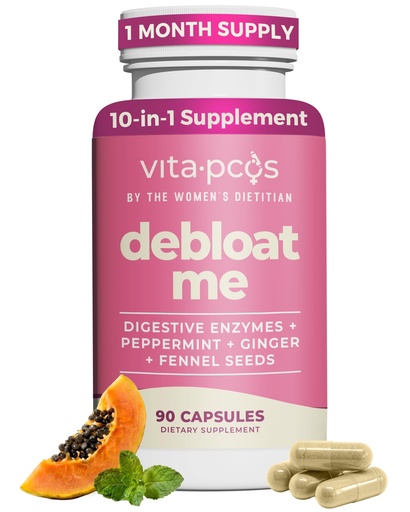 [BRSRGAYNA4IWCHTF] Debloat Me Supplements – 6 Digestive Enzymes for Women with Papain, Fennel, Peppermint & Ginger – For Digestion, Gas & Bloating – Encourages Digestive Wellness & Regular Bowel Movements – 90 Capsules