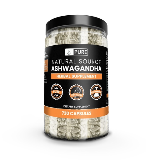 [BRSWYCQEDMIBECTU] Pure Original Ingredients Ashwagandha (730 Capsules) No Magnesium Or Rice Fillers, Always Pure, Lab Verified