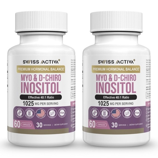 [BRSREZD7DF7GY237] Swiss Activa+ Labs Myo Inositol & D-Chiro Inositol Supplement – 40:1 Ratio – Women’s Hormone Support – Supports Overall Menstrual Health & Metabolic Wellness –60 Day Supply