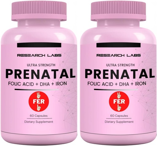 [BRSRO2YLBMJWCGTO] Laboratorios de Investigación Vitaminas Prenatales para Mujeres 2 Fer 1 Ad: 6X Más Bioavailable Folate Methylated Folic Acid MTHF 5 ← Apoya el Desarrollo Cerebral, Crecimiento Saludable
