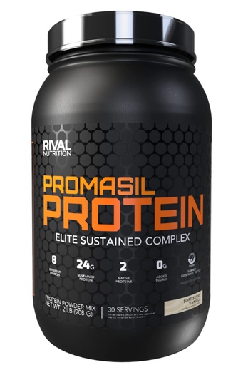 [BRSRABL4AB5BOEQY] RIVAL NUTRITION Promasil Protein Powder I 8 Different Sources Including Whey Isolate, Native Micellar Casein, and Egg White I 24g Sustained Protein Per Serving (2lb, Soft Serve Vanilla)