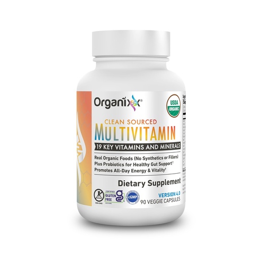 [BRSWG2QDOQAR43Y3] Organixx Clean Sourced Multivitamin for Women & Men, w/Vitamin C, D3, Vitamin B Complex, Probiotics, Organic Fruits & Vegetables, Supports Digestive Gut Health, Immune Support, 90 Vegan Gel Capsules