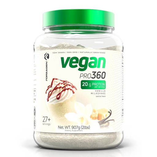 [BRSWGHAHCIMG2FI2] Forzagen Vegan Protein 360 2 Lbs 27 Servings, Plant Based Protein Extracted from Quinoa, Brown Rice and Pea Isolate Protein, Dairy, Soy and Gluten Free, Nom GMO (Vanilla Milkshake)