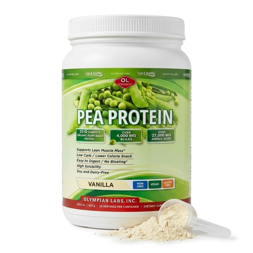 [BRSWIYA6C4FGCED2] Olympian Labs Plant Based Pea Protein Powder, Vanilla - 25g of Protein, Vegan, Low Net Carbs, Gluten Free, Lactose Free, No Sugar Added, Soy Free, Non-GMO, 2 Pound Pea Protein