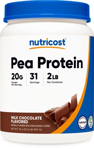 [BRSRGHYCCQHB4ETF] Nutricost Pea Protein Powder (2 LBS) Chocolate - 20g of Vegan Pea Protein Isolate, GMO-Free, Gluten-Free, 31 Servings