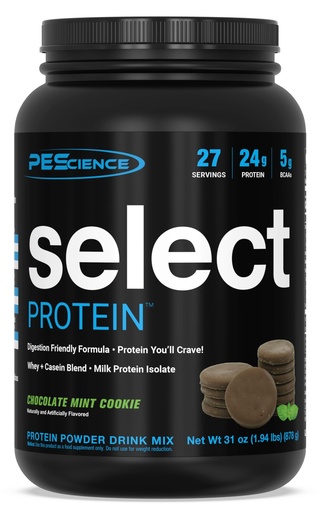 [BRSWGCD5OYIAICY6] PEScience Select Protein Powder, Whey and Casein Blend, Gluten Free, Low Carb Protein Powder for Women and Men, Low Calorie, Keto Friendly - Chocolate Mint Cookie, 27 Servings