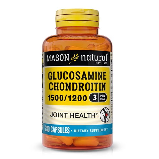 [BRSWIYDROIMRGADI] MASON NATURAL Glucosamine Chondroitin 1500/1200 with Vitamin C, Supports Joint Health for Normal Flexibility & Mobility*, 280 Capsules, 3 Month Supply