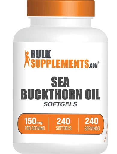 [BRSROBADPIMRM2TB] BulkSupplements.com Sea Buckthorn Oil Softgels - Sea Buckthorn Oil Supplement, Omega-7 Supplement - Gluten Free, 1 Softgel (150mg) per Serving, 240 Softgels (Pack of 1)