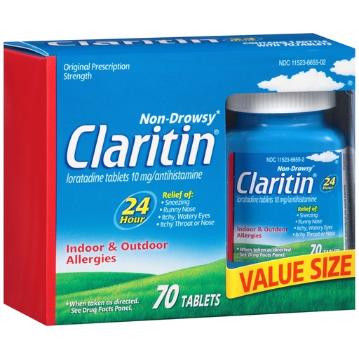 [BRSWKZD7BUPR2C36] Claritin 24 Hour Allergy Medicine, Non-Drowsy Prescription Strength Allergy Relief, Loratadine Antihistamine Tablets, 70 Count