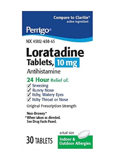 [BRSWIYLZBMOGYH3O] Perrigo Loratadine Tablets, Blue, 30 Count