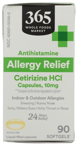 [BRSREGQCCEPRADYZ] 365 by Whole Foods Market Cetirizine 10mg, 90 CT