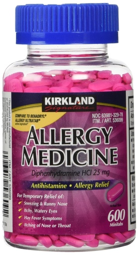 [BRSWIZQ4AIHBY2D2] Kirkland Signature Allergy Medicine Diphenhydramine HCI 25 Mg, 600 Minitabs