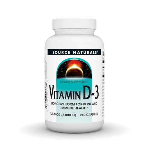 [BRSWIYILOUGRKF3C] Source Naturals Vitamin D-3 5000 iu Supports Bone & Immune Health - 240 Capsules