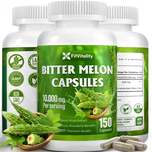 [BRSRA2YEOV6WYYD5] Bitter Melon Capsules | 150 Vegan Capsules | 150 Days Supply | 9,000mg per Serving | Bitter Melon Fruit 25:1 Extract | 100% Pure & Natural | Gluten-Free Supplement | Ultimate Concentrated