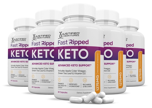 [BRSRAYL4CR6QA3AY] (5 Pack) Fast Ripped Keto ACV Pills 1275MG Keto Support Blend Capsule Alternative to Keto ACV Gummies Formulated with Apple Cider Vinegar Extra Virgin Olive Oil Powder Green Tea Leaf 300 Capsules
