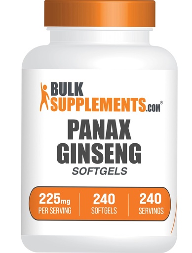 [BRSROBABDF7WY33U] BulkSupplements.com Panax Ginseng Softgels - Panax Ginseng Extract, Herbal Supplement - Gluten Free, 1 Softgel per Serving (225mg), 240 Count (Pack of 1)