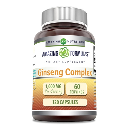 [BRSWKEYOBN6QKCA5] Amazing Formulas Ginseng Complex 1000 Mg of 4:1 Korean Ginseng Extract | Capsules Supplement | Non-GMO | Gluten-Free | Made in USA (1 Pack | 120 Count)