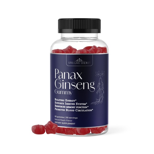 [BRSRG2Q2CB6B4DTJ] Korean Red Ginseng Gummies 1500mg — Panax Ginseng Supplement for Men & Women, Energy, Focus & Immune Support, Vegan Pectin-Based Chews, Peach Flavor, Non-GMO, 60 Count (30-Day Supply)
