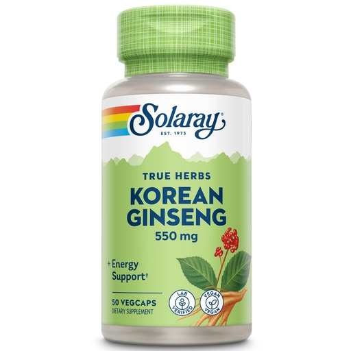 [BRSWIYTYO4HGOD3M] SOLARAY Korean Ginseng 550 mg - Ginseng Root - Stress, Physical Endurance and Energy Supplements - Non-GMO, Vegan, Lab Verified - 50 Servings, 50 VegCaps