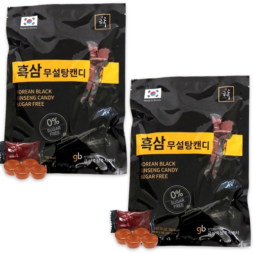 [BRSWYZYBB4HWMYLD] GeumHeuk Korean Panax Black Ginseng Candy Real Sugar Free (200g X 2 Bags (400g)) - NO Corn Syrup. Smooth, Breath Refresher, Healthy Candy, Best Taste and Sugar Free, Energy Candy