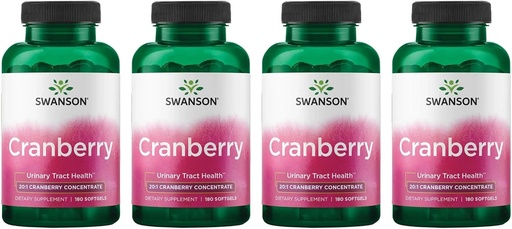 [BRSWGFD3BZYWGFYZ] Swanson Cranberry - Supports Urinary Tract Health, Bladder Control & Promotes Healthy Kidney Function - Supplement Made with 20:1 Cranberry Juice Concentrate - (180 Softgels) 4 Pack