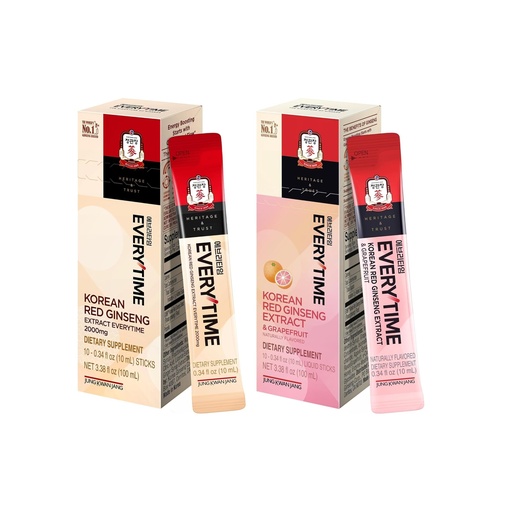 [BRSREFDQOR5BAEY6] JUNG KWAN JANG Everytime Korean Red Ginseng Liquid Stick Bundle – 2,000mg Red Ginseng Extract with Propolis + 1,000mg Red Ginseng & Grapefruit – Caffeine-Free (20 Sticks Total)