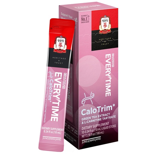 [BRSREHQZCEBQYF3O] JUNG KWAN JANG Everytime CaloTrim - Intra Workout Herbal Energy Drink Packets with Korean Red Ginseng, L-Carnitine Tartrate & Green Tea - Non-GMO (10 Sticks, 0.34 fl oz)