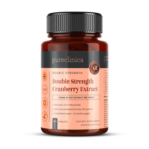 [BRSWGHY7OQNBYAL4] pureclinica High Strength Cranberry Extract Tablets – 180 Count – Ultra Concentrated Formula – 6 Month Supply