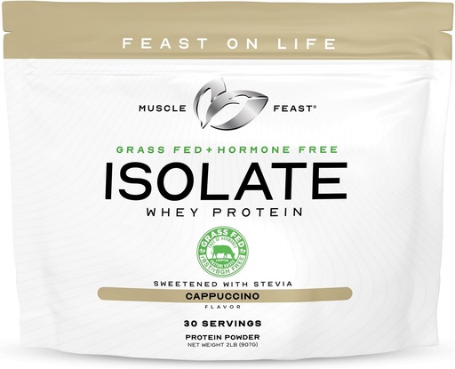 [BRSWYFIFOEBBSCDG] Muscle Feast Grass-Fed Whey Protein Isolate, All Natural Hormone Free Pasture Raised, Whey Isolate Protein Powder for Men and Women, Clean, Gluten-Free, Delicious Isolate Protein - Cappuccino, 2lb