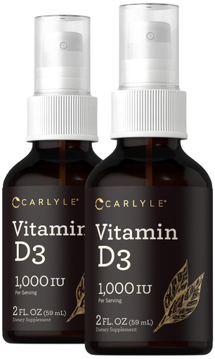 [BRSRO2QCC4IAGADU] Carlyle Vitamin D3 1000IU Liquid Spray | 4 FL Oz (2 x 2 fl oz) | 2 Pack | Vegetarian, Non-GMO, Gluten Free Supplement