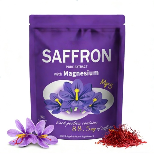[BRSRG2QDDNYBEGTK] Saffron Supplements Gummies with Magnesium – Pure Saffron Extract 88.5mg per Serving Magnesium to Support Mood, Focus & Daily Wellness | Vegan, Gluten-Free Capsules for Women & Men, 240 Count