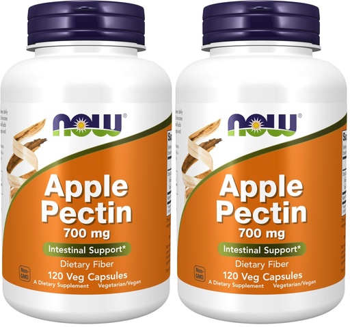 [BRSRGGQNOF5QOHY3] NOW Foods Supplements, Apple Pectin 700 mg, Dietary Fiber, Intestinal Support*, 120 Veg Capsules, (Pack of 2)
