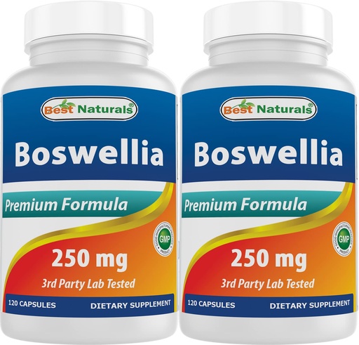[BRSW2AQEBAOWCAL3] Best Naturals Boswellia Serrata Joint Health 250 mg 120 Capsules - Standardized to 65% Boswellic Acid (120 Count (Pack of 2))