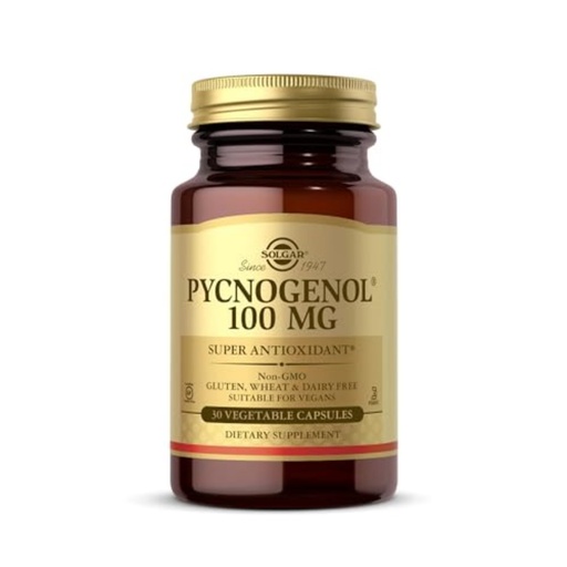 [BRSWIEIYOQOB2FDM] Solgar Pycnogenol 100 mg, 30 Vegetable Capsules - Antioxidant Protection - Healthy Leg & Vein Support - Non-GMO, Vegan, Gluten Free, Dairy Free, Kosher - 30 Servings