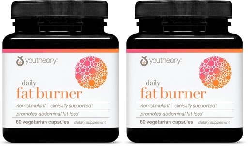 [BRSRGFI7BENQ2CLX] Youtheory Daily Fat Burner - Supports Body Composition & Metabolism - with Citrus Fruit Blend, Chromium & Cayenne Extract - Gluten, Soy & Dairy Free - 60 Vegetarian Capsules (Pack of 2)