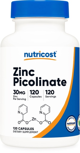 [BRSW2GA5CIHBMGYU] Nutricost Zinc Picolinate 30mg, 120 Capsules - Gluten Free and Non-GMO