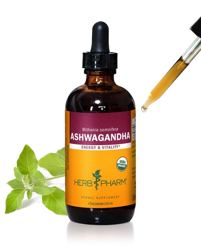 [BRSWIYTYO4ABEADE] Herb Pharm Ashwagandha Liquid Extract: Organic, Calming Ayurvedic Adaptogen, Traditional Stress Support Supplement, Fast-Absorbing & Sugar-Free Ashwagandha Tincture, Up to ~12 Week Supply, 4 oz*
