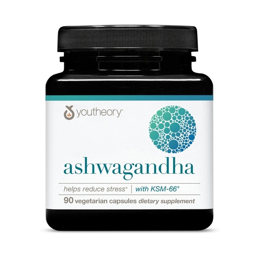 [BRSRAC3ROB5AECLP] Youtheory Ashwagandha - with Organic KSM-66 Ashwagandha - Herbal Blend to Support Stress Relief & Energy Levels* - Helps Support Mood* - 1,000 mg - 90 Vegetarian Capsules (45-Day Supply)