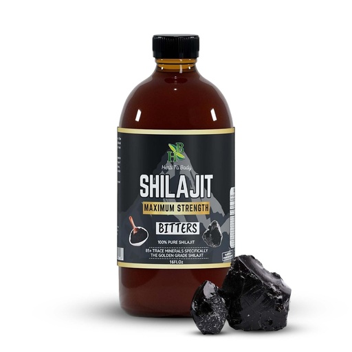 [BRSROCAQDFYWYHY6] Herb To Body Pure Shilajit Bitter - 16oz, Natural Herbal Tonic made with Wildcrafted Shilajit for Men, Gold Grade Product for Wellness and Detox Support