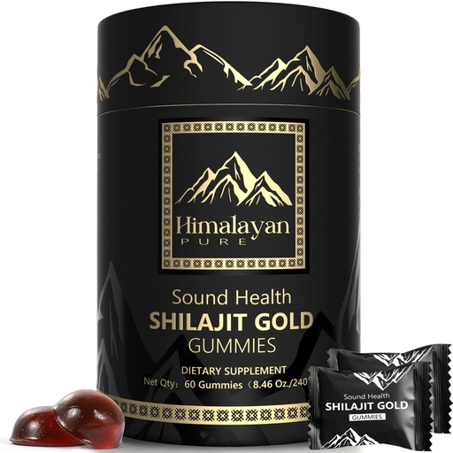[BRSREAAHOEPBY3A6] Shilajit Gold Gummies for Men & Women, with Ashwagandha, Ginseng & Fulvic Acid, 85+ Trace Minerals, Vegan Non-GMO No Added Sugar, 60 Count