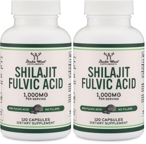 [BRSRGFI7B4AW2DTL] Shilajit Pure Himalayan Capsules (20% Fulvic Acid Supplement) 1,000mg of Authentic Shilajit Extract per Serving, 120 Count (High in Trace Minerals, No Fillers) by Double Wood (Pack of 2)