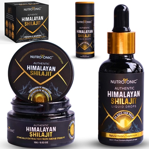 [BRSRMH34OQNGCCIY] Authentic Himalayan Shilajit (Resin + Liquid Drops) by NutroTonic, The Most Potent & Natural Source of Fulvic & Humic Acid, Worlds Only Premium 40 Days Sun Dried Himalayan Shilajit