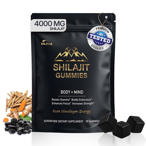 [BRSROBLYCQPAMYDZ] DLNIA 13-in-1 Shilajit Gummies with KSM-66® Ashwagandha | 4000 mg Himalayan Shilajit Extract (20:1), Choline & Botanicals | Sugar-Free, Vegan | Energy, Focus & Daily Vitality Support for Men & Women